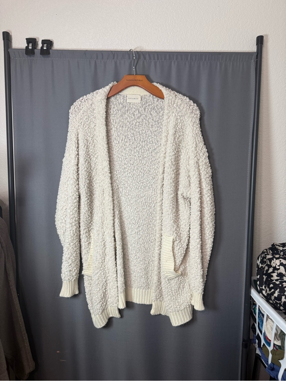 Dreamers Ivory Bouclé Open-Front Cardigan